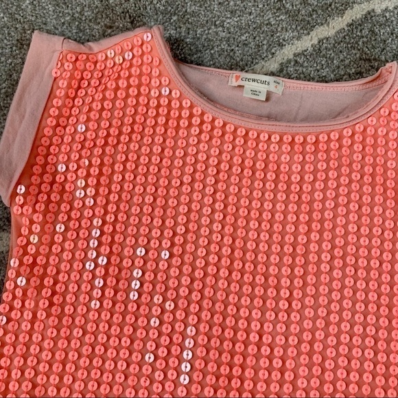 Crewcuts Neon Orange Sequin Tunic T-shirt Dress 4 - Picture 2 of 6
